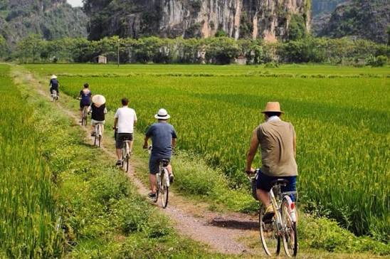 Cycling near eco resorts Ninh Binh