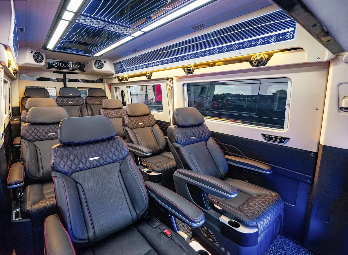 Interior of a luxury Hanoi to Ninh Binh limousine bus