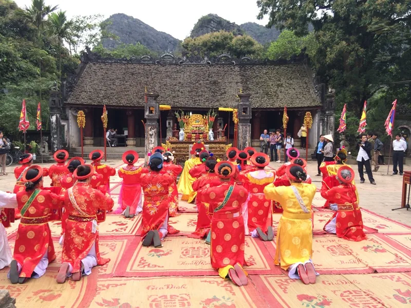 Traditional ceremony at Dinh King Temple in Hoa Lu Ancient Capital, Ninh Binh
