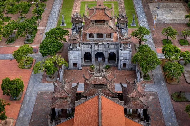 Aerial view of Phat Diem Cathedral complex, Ninh Binh